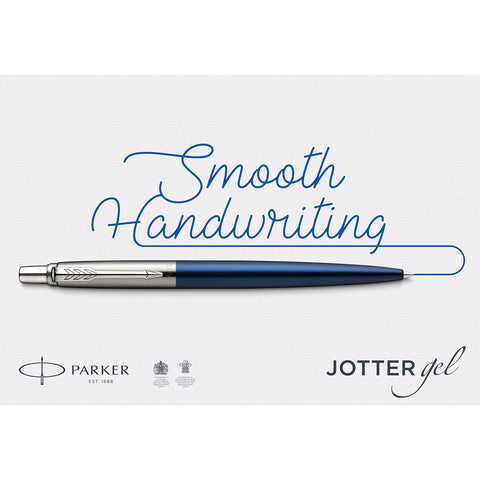 Parker Gel Pen Jotter (Stainless Steel with Chrome Parts, Middle Writing tip with 0.7 mm, Gift Box).