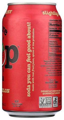 Culture Pop Soda Watermelon & Lime Probiotic Soda, 12 FZ
