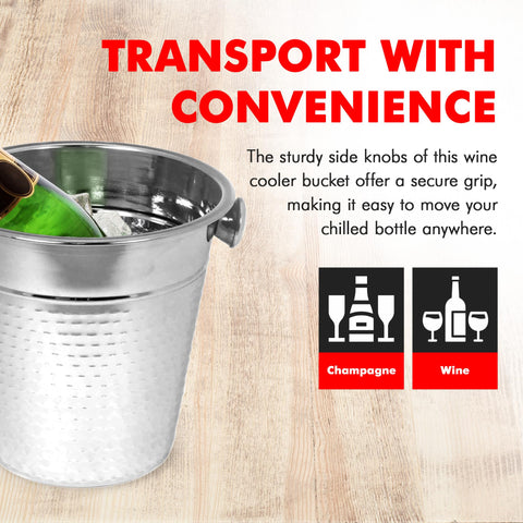 Chef Craft Hammered Champagne Bucket. 4 Quart. Stainless Steel