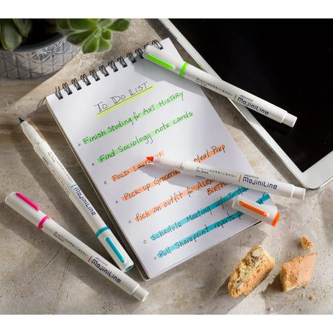 Zebra Pen, Mojini Highlighters, Assorted Neon Colors, Flexible Chisel Tip Ideal for Curved Surfaces and Hard-to-Reach Places, Smear Proof Over Gel & Ballpoint Inks, Made in Japan, 12-Pack (70200)