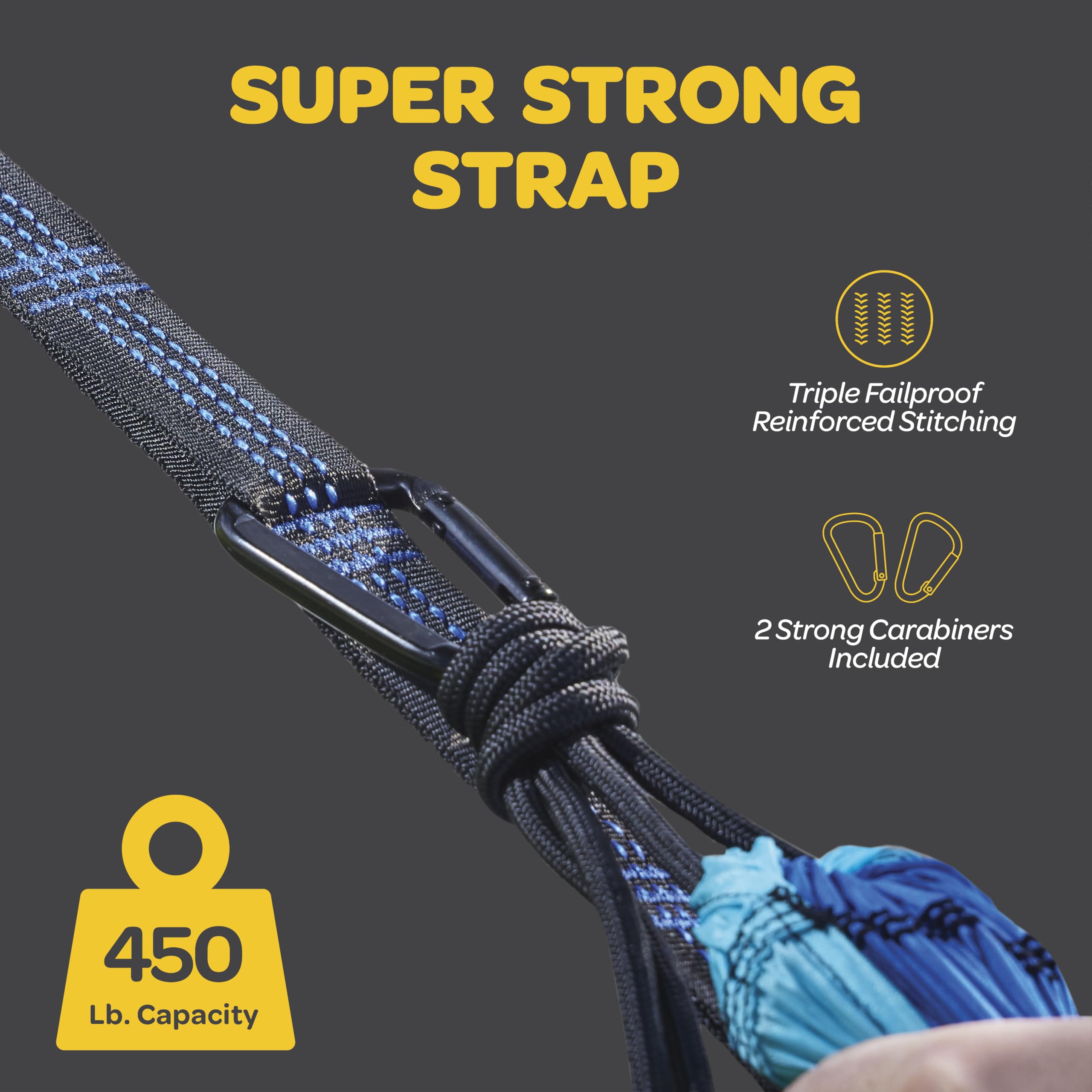 Durable Hammock 500 lb Capacity, Nylon Camping Hammock Chair - Double or Single Sizes w/Tree Straps and Attached Carry Bag - for Travel/Backpacking/Beach/Backyard (Large, Orange & Light Grey)
