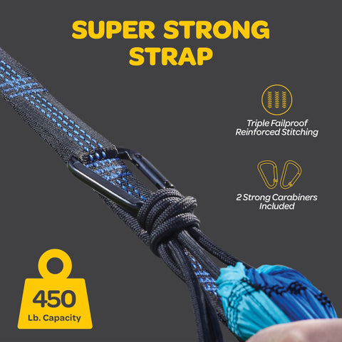 Durable Hammock 500 lb Capacity, Nylon Camping Hammock Chair - Double or Single Sizes w/Tree Straps and Attached Carry Bag - Portable for Travel/Backpacking/Beach/Backyard (Large, Khaki & Army Green)