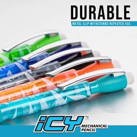 Pentel Icy Razzle-Dazzle Automatic Pencil, 0.7 mm, Assorted Barrels, 5 Pack (AL27RDBP5M)