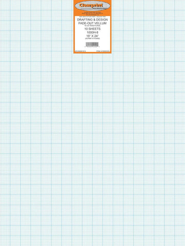 Clearprint 18" x 24" 1000H Design Vellum Sheets with Printed Fade-Out 8x8 Grid, 16 lb., 100% Cotton, 10 Sheets Per Pack, 1 Each