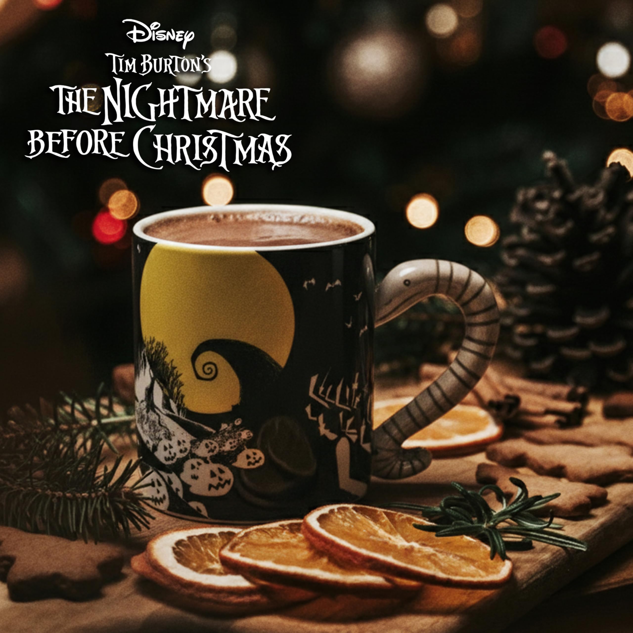 Silver Buffalo Disney Tim Burton's Nightmare Before Christmas Jack Skellington and Moonlight Snake 3D Sculpted Handle Ceramic Mug, 20 Ounces