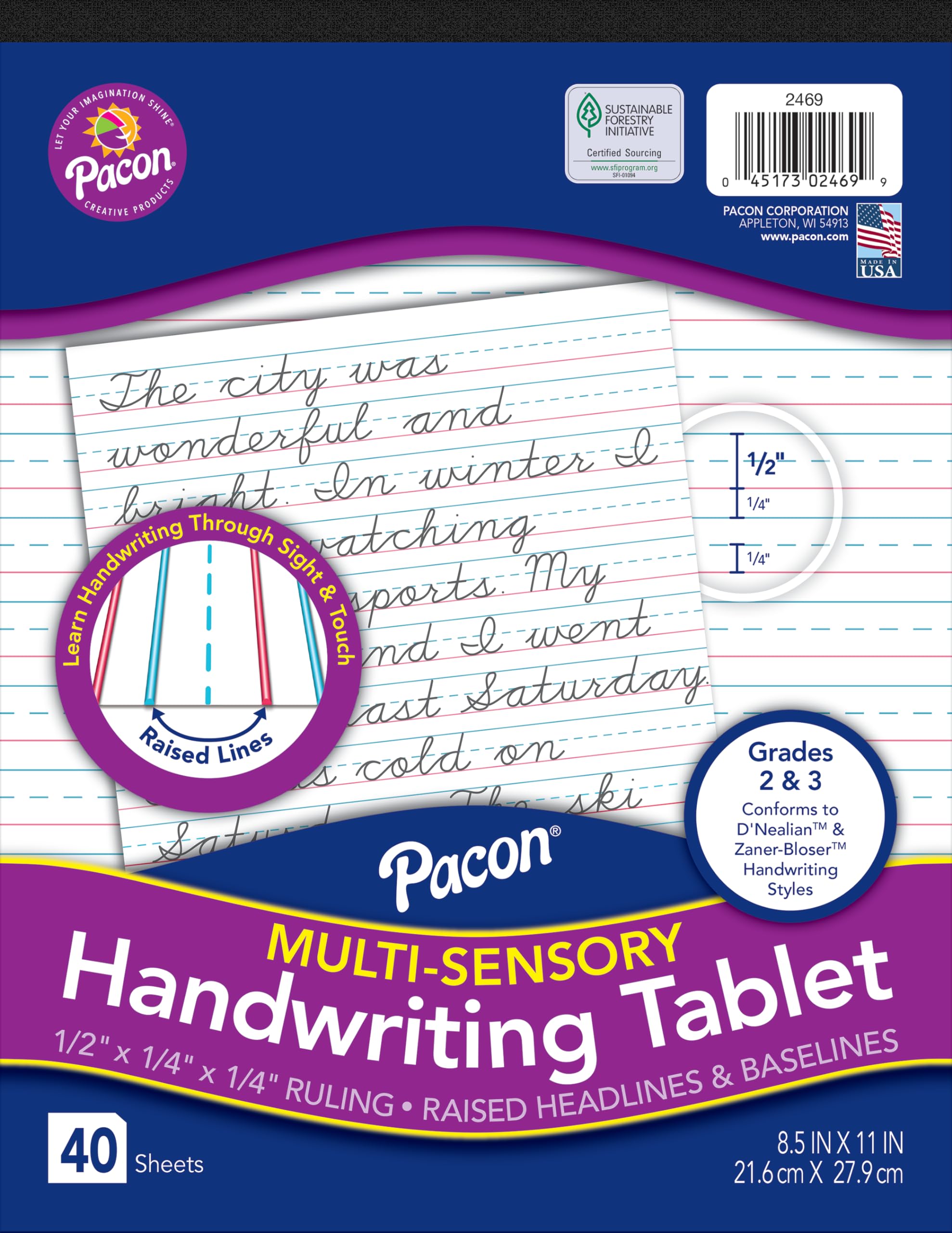 PAPER TABLET PACON MULTISENSORY 8.5X11 IN 40 SHTS