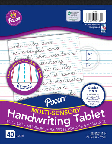 PAPER TABLET PACON MULTISENSORY 8.5X11 IN 40 SHTS