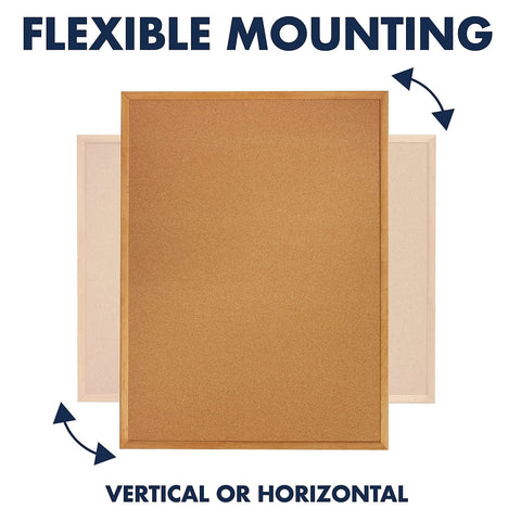 Quartet Cork Bulletin Board 48"W x 36"H Pin Board, Oak Finish Frame (304)