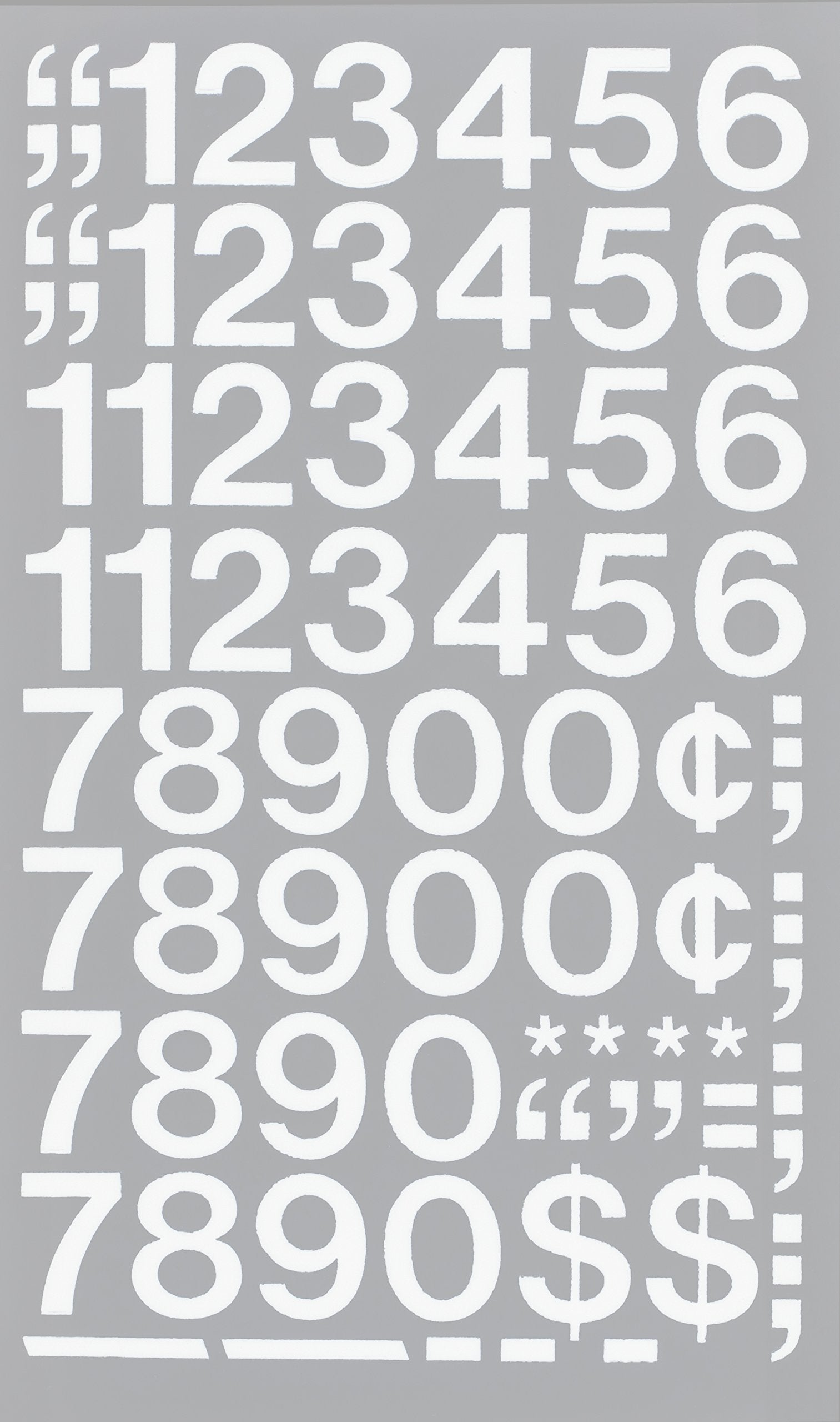 Chartpak Self-Adhesive Vinyl Numbers, 1 Inch High, White, 44 per Pack (01136)