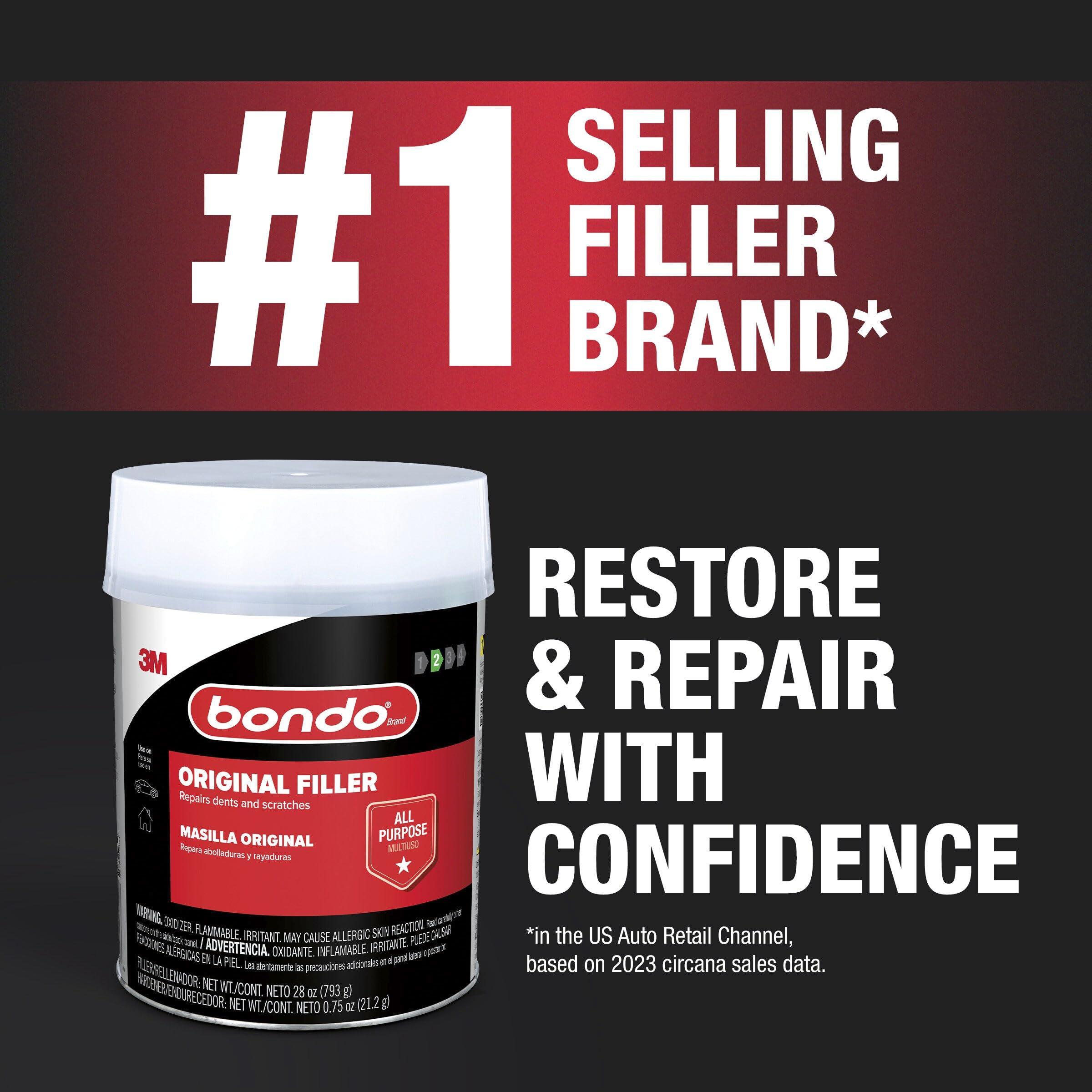 Bondo Body Filler, Original Formula for Fast, Easy Repair & Restoration for your Vehicle, 00262, Filler 1.57 lb and Hardener 0.75 oz, 1 Can
