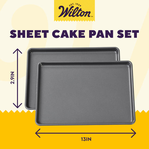Wilton Easy Layers Sheet Cake Pan, Rectangle Sheet Pan, 2-Piece Baking Sheets Set, Steel