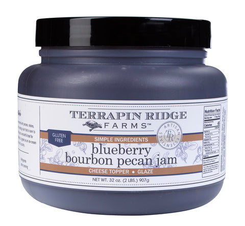 Terrapin Ridge Farms Blueberry Bourbon Pecan Jam - Sweet & Flavorful Jam with Blueberries, Pecans, Raisins, Cinnamon, and Bourbon - Perfect for Toast, Meats, and Desserts -1 Quart