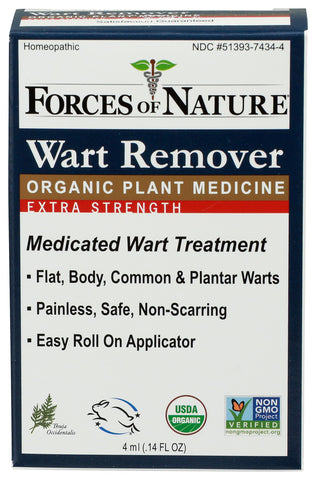 Forces Of Nature -Natural, organic wart Extra Strength Remover (4ml) Non Gmo, No Harmful Chemicals, Nontoxic -Eliminate Planter, Facial, Flat, Body, Hands, Fingers & Foot Warts At The Root