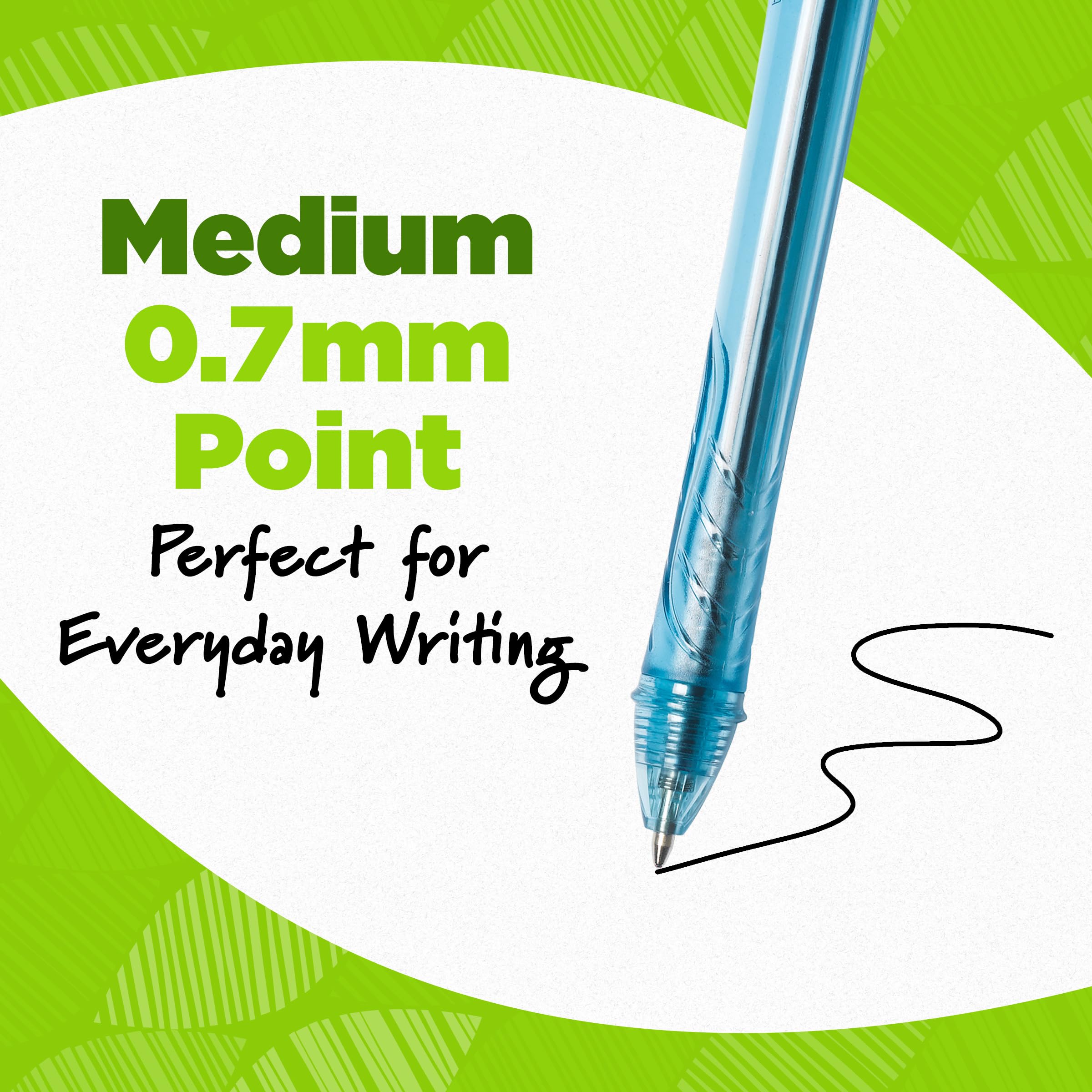 BIC Ecolutions Ocean-Bound Plastic Gel Pens, Medium Point (1.0mm), 12-Count Pack, Retractable Black Ink Pens Made from 78% Ocean-Bound Recycled Plastic Excluding Ink Cartridge