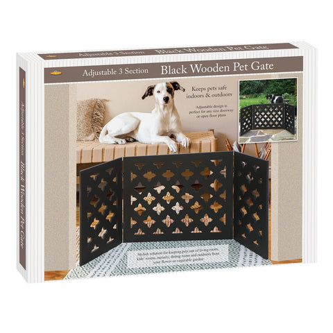 Indoor/Outdoor Solid Wood Starlight Design Freestanding Foldable Adjustable 3-Section Pet Gate
