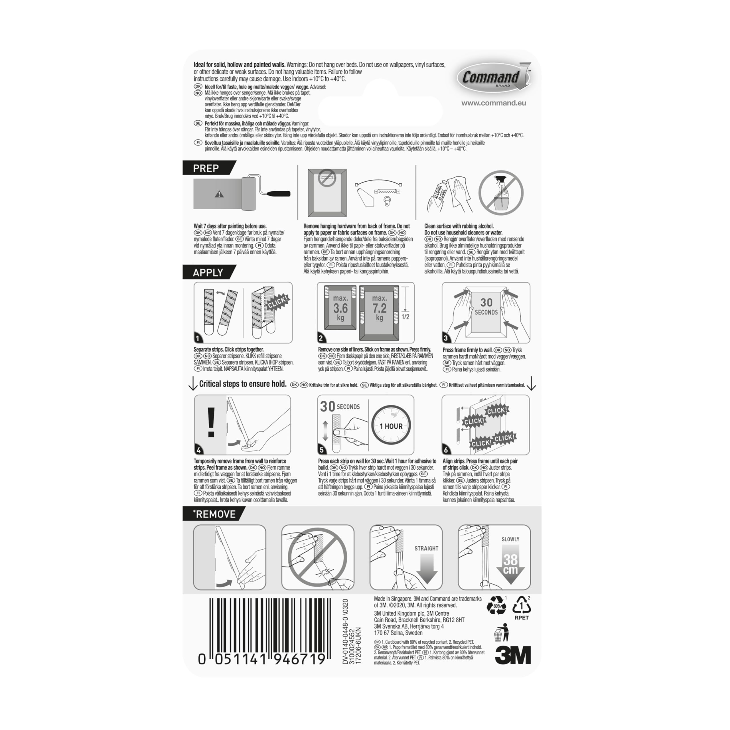 Command 16 lb Large White Picture Hanging Strips, 6 Pairs (12 Strips), Indoor Use, Decorate Damage-Free (17206-6ES)