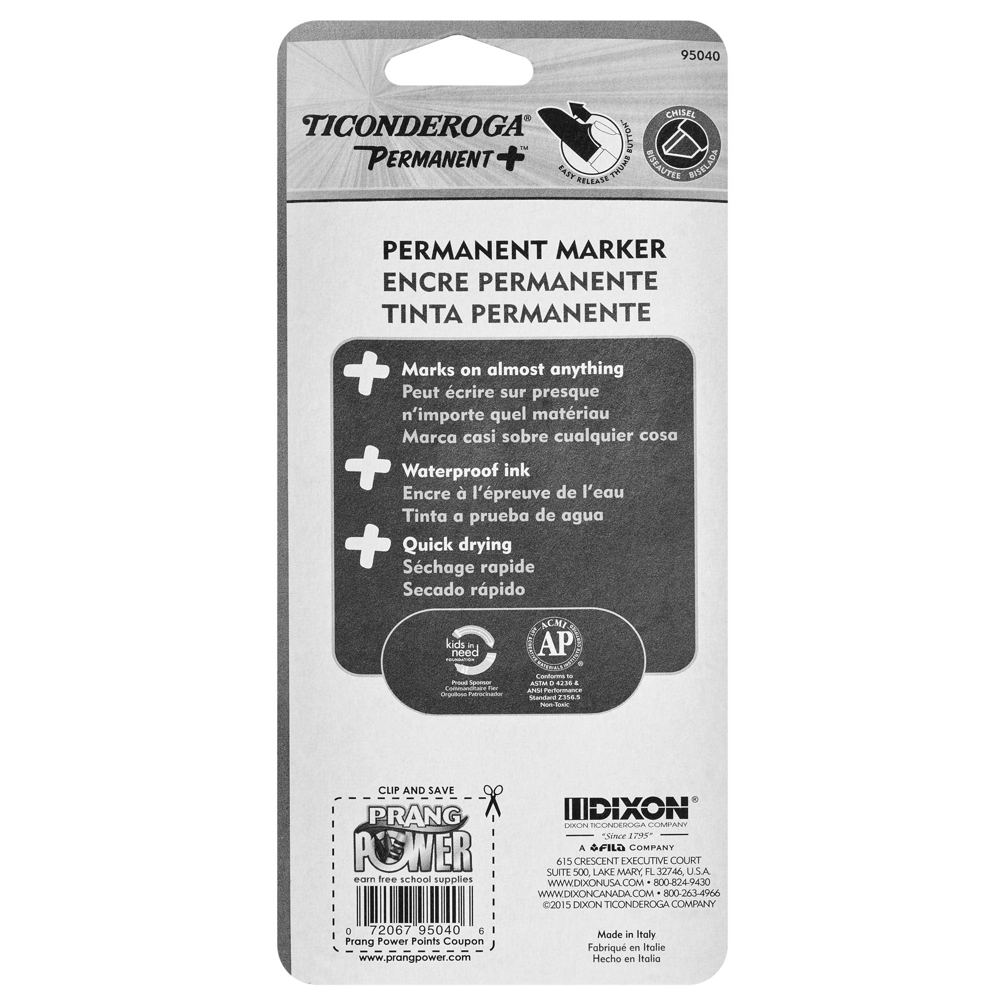Dixon Ticonderoga RediMark Plus Low Odor Permanent Markers, Chisel Point, Set of 4 (95040)