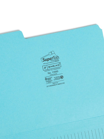 Smead SuperTab Notes Folder, Oversized 1/3-Cut Tab, Letter Size, Assorted Colors, 12 per Pack (11650)