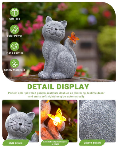 Nacome Cat Outdoor Statues for Garden: Outside Decor with Butterfly Clearance for Yard Art Lawn Ornaments Porch Patio Balcony Home House - Gifts for Mom Grandma Women