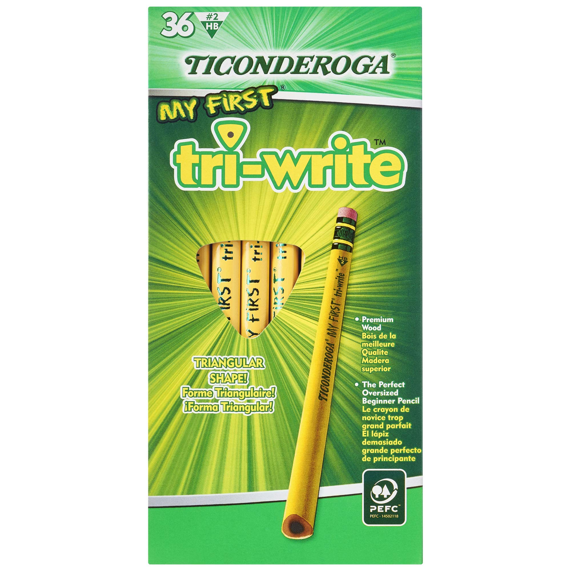 Ticonderoga My First Tri-Write Wood-Cased Pencils (36 Count) and Ticonderoga My First Wood-Cased Pencils (12 Count)