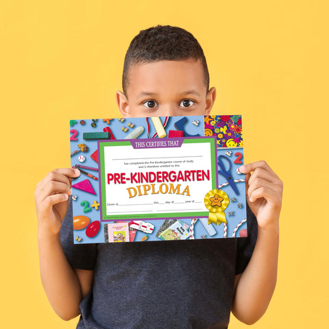 Hayes Preschool Kindergarten Diplomas, Pre Kindergarten, Pre-K, Recognition, Award Students, Blue Background, Graduation, End of The Year, 8.5" x 11" - 30 Pack of Diplomas