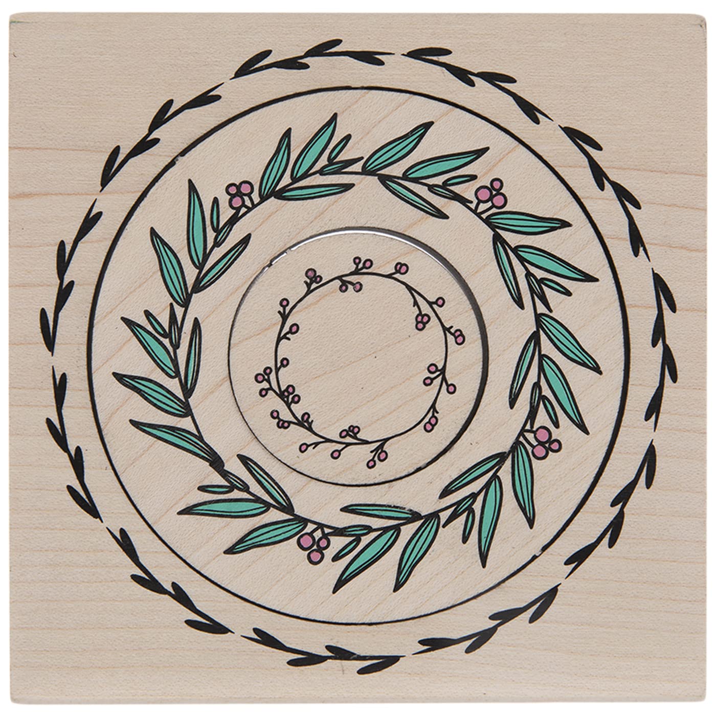 Momenta Nesting Wreaths Red Rubber Wood Mount Stamp