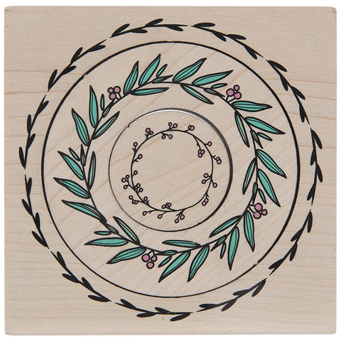 Momenta Nesting Wreaths Red Rubber Wood Mount Stamp