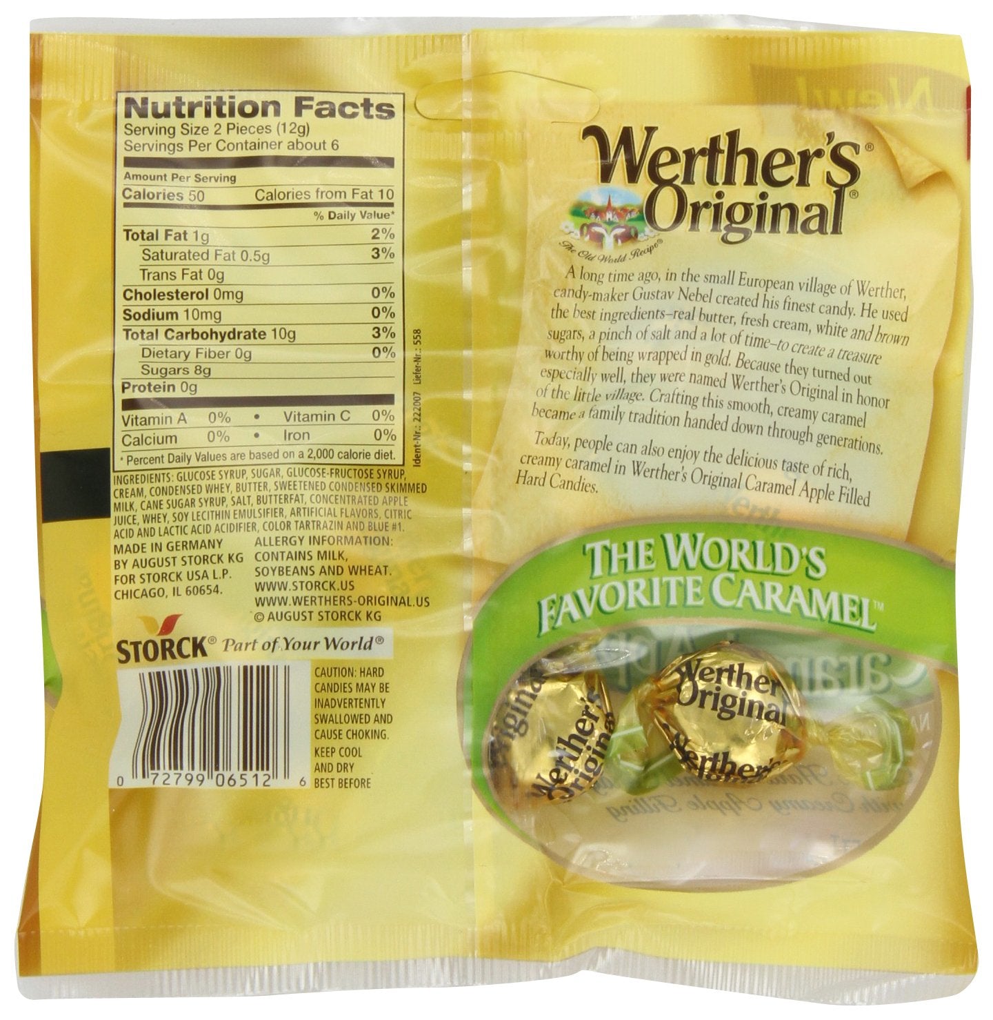 Werther's Original Caramel Apple Filled Hard Candies - Individually Wrapped Hard Candies for Halloween, Parties, or Snacks - 2.65 oz Bags (Pack of 12)