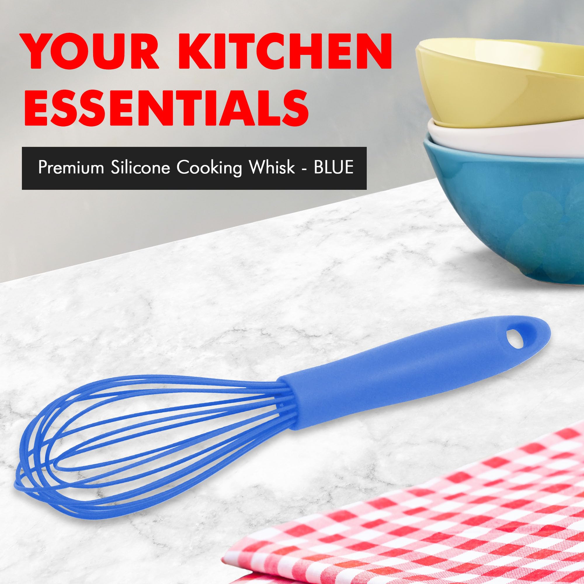 Chef Craft Premium Silicone Wire Cooking Whisk, 10.5 inch, Blue