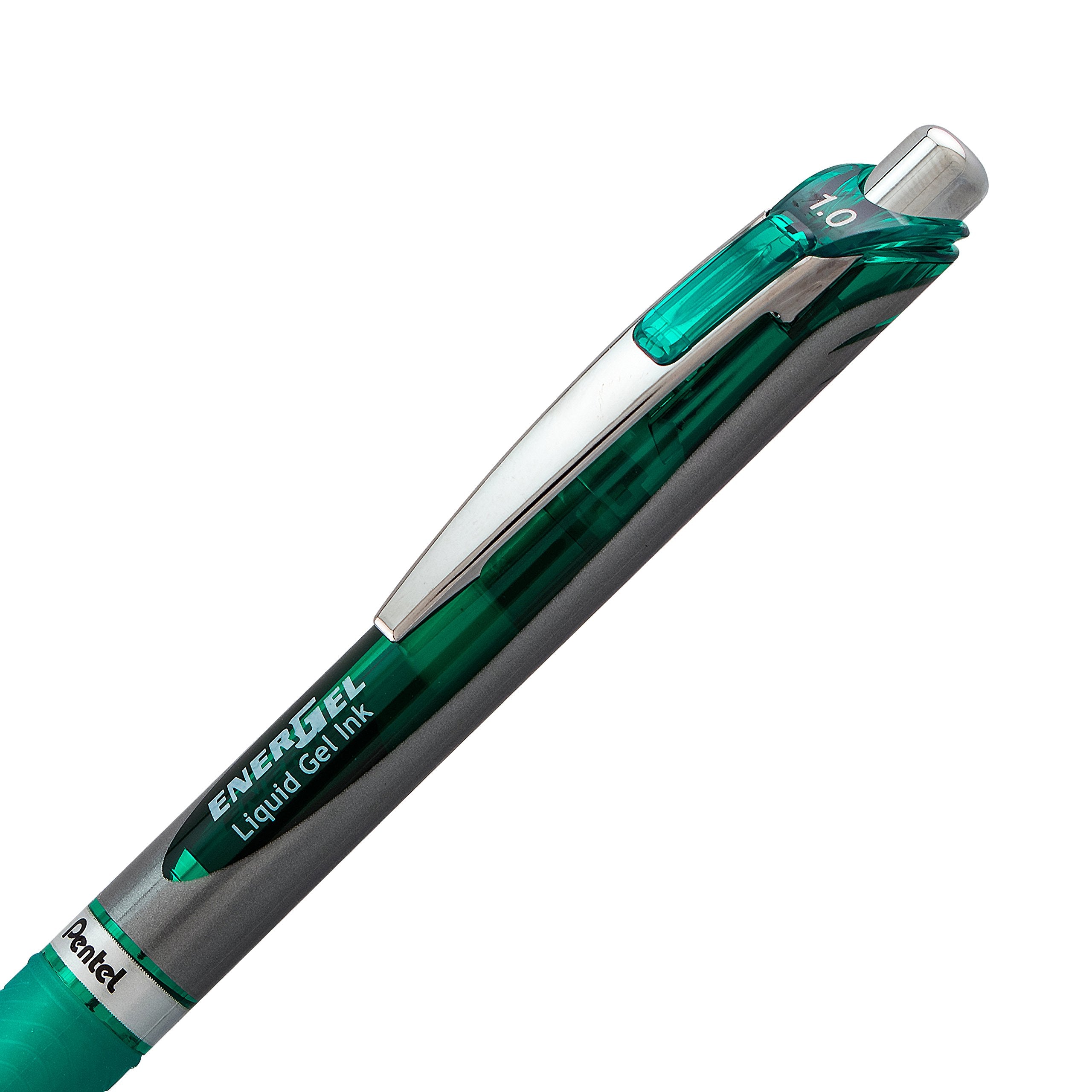 Pentel EnerGel RTX Retractable Liquid Gel Pen, (1.0mm), Bold Line, Metal Tip, Green Ink, Pack of 2 (BL80BP2D)