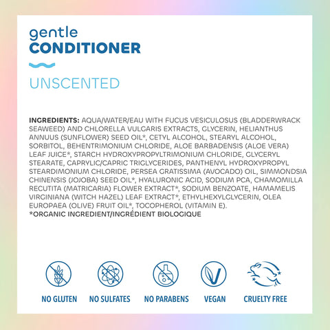 Seaweed Bath Co. Gentle Conditioner, Unscented, 12 Ounce, Sustainably Harvested Seaweed, Aloe, Argan Oil, for Sensitive Scalps