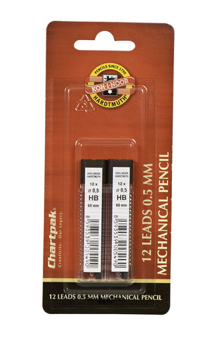 Koh-I-Noor Mephisto Mechanical Pencil 0.5MM HB Lead Refills, 12 Per Pack (5035RBC.5)