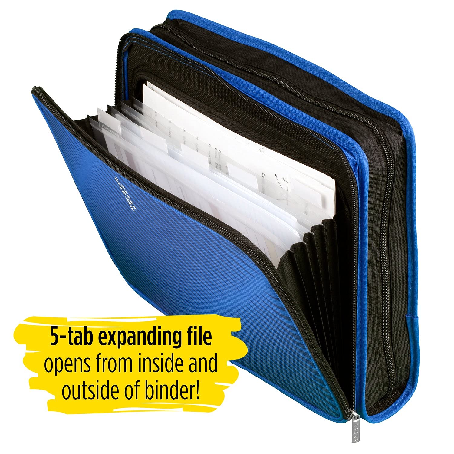 Five Star 2 Inch Zipper Binder, 3 Ring Binder, 6-Pocket Expanding File, Durable, Color Selected for You, 1 Count (29592)