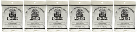 Claeys Candies Licorice - Old Fashioned Hard Candy - Artificially and Naturally Flavored - Fat-Free - 6 Ounce - 6-Pack