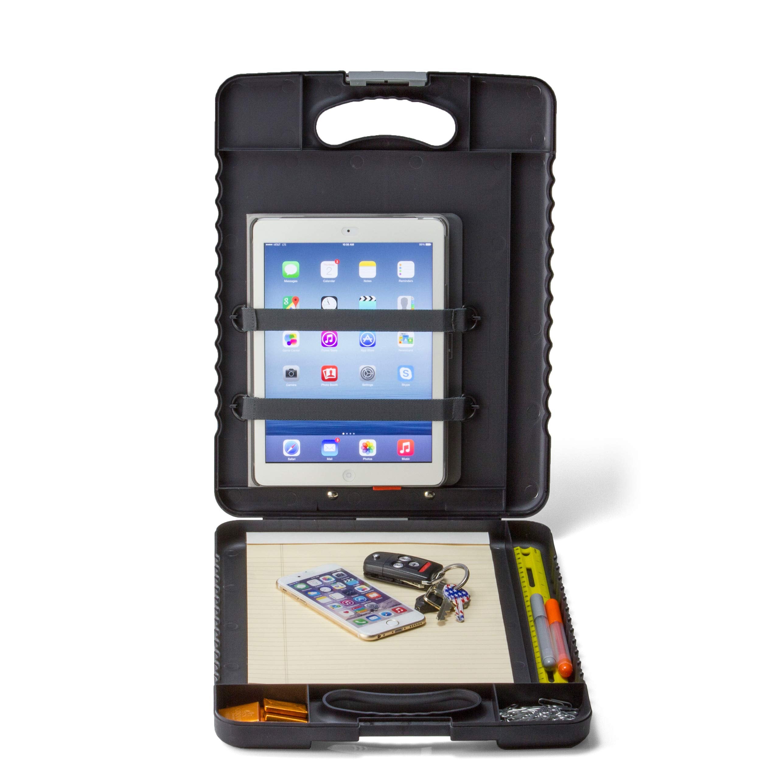 Officemate Deluxe Letter/A4 Size Tablet Clipboard Case with LED Light, Charcoal (83316)