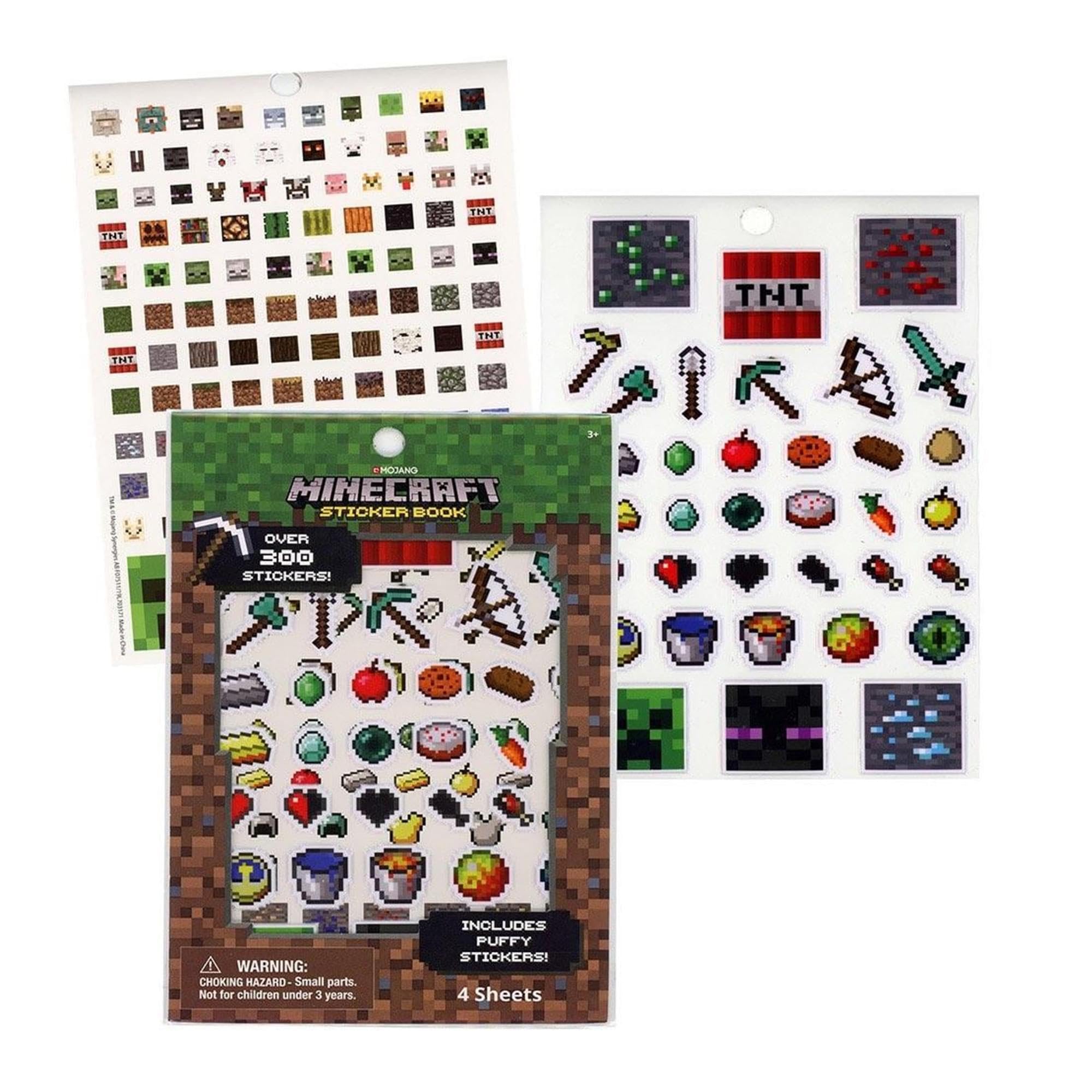 TUGOKU Kids CameraMinecraft Sticker Book, Includes Puffy Stickers, Over 300 Stickers