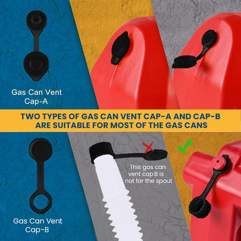 KP KOOL PRODUCTS Universal Gas Can Spout Replacement, Gas Can Nozzle with Gasket, Stopper, Collar Caps (Black and Yellow) & gas can vent caps, Pack of 3