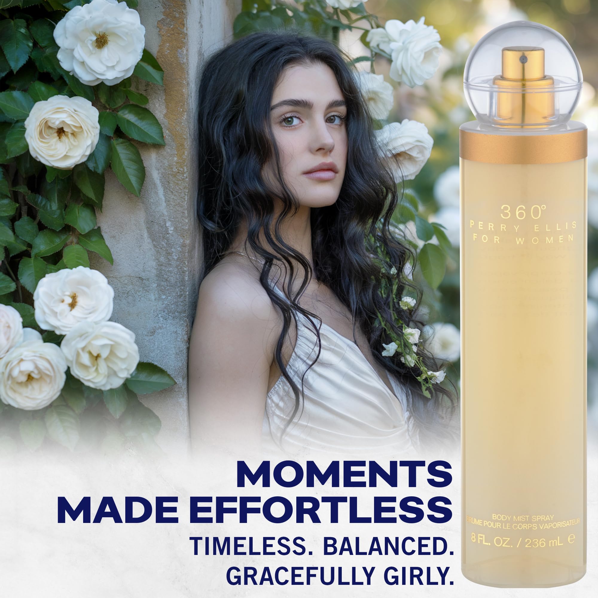 Perry Ellis 360° Body Spray for Women - Fruity, Floral Body Mist, Perfumes for Women, EDT, Long Lasting Fragrance, Eau De Parfum with Fresh Scent - 8 fl oz