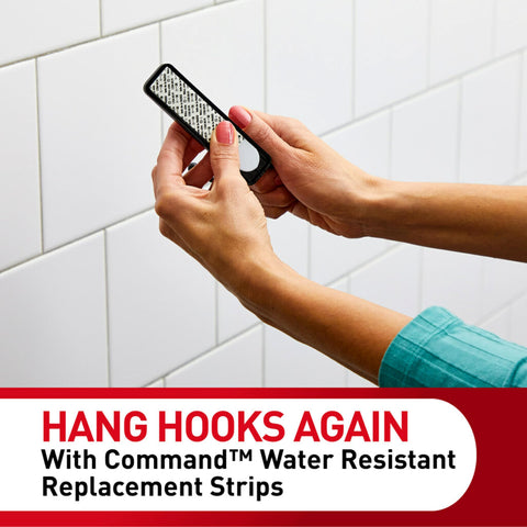Command 5 lb Large Water-Resistant Refill Strips, 4 Strips, Reuse Large Bath Hooks or Caddies