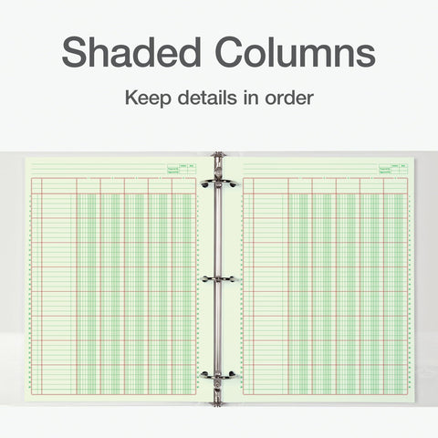 Adams Columnar Analysis Pad, 5 Column Ledger, 8.5" x 11", 100 Pages (50 Sheets), Green, 3 Hole Punch, for Accounting, Bookkeeping & Data (ACP85115)