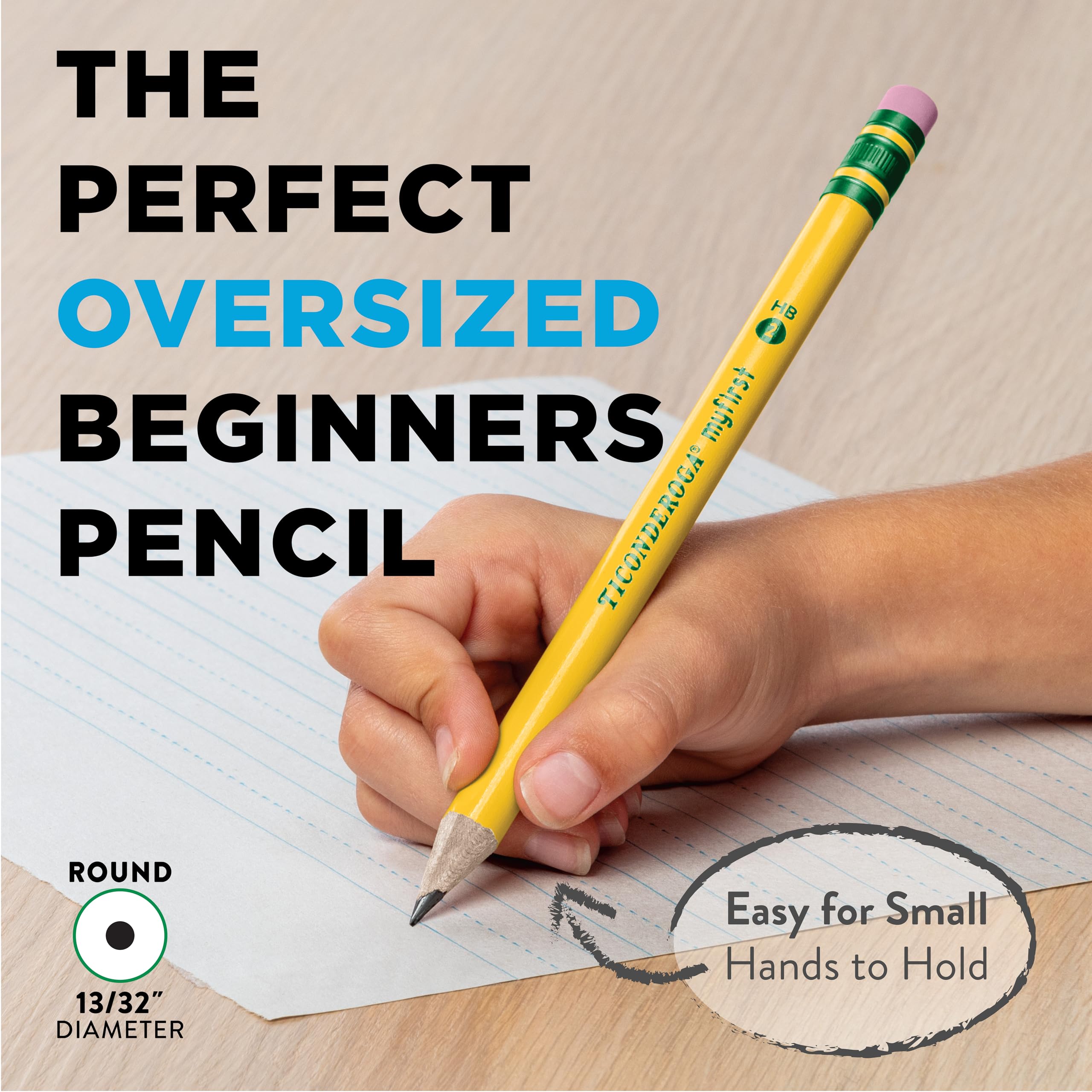 Ticonderoga My First Wood-Cased Pencils, Pre-Sharpened, 2 HB, With Sharpener, Yellow, 4 Count