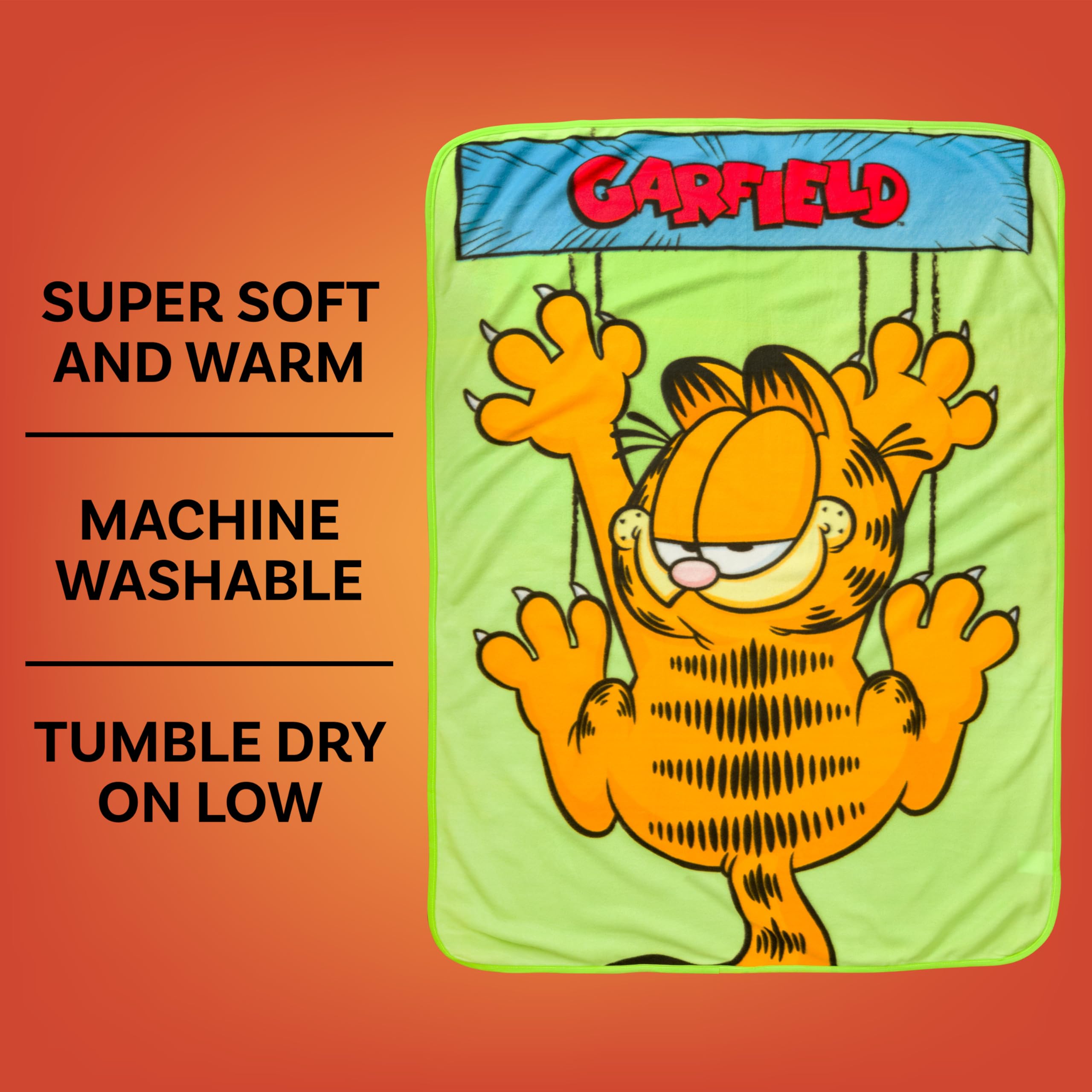 Silver Buffalo Garfield Hanging On 45" x 60" Fleece Throw, Soft and Cozy Blanket, 180 GSM