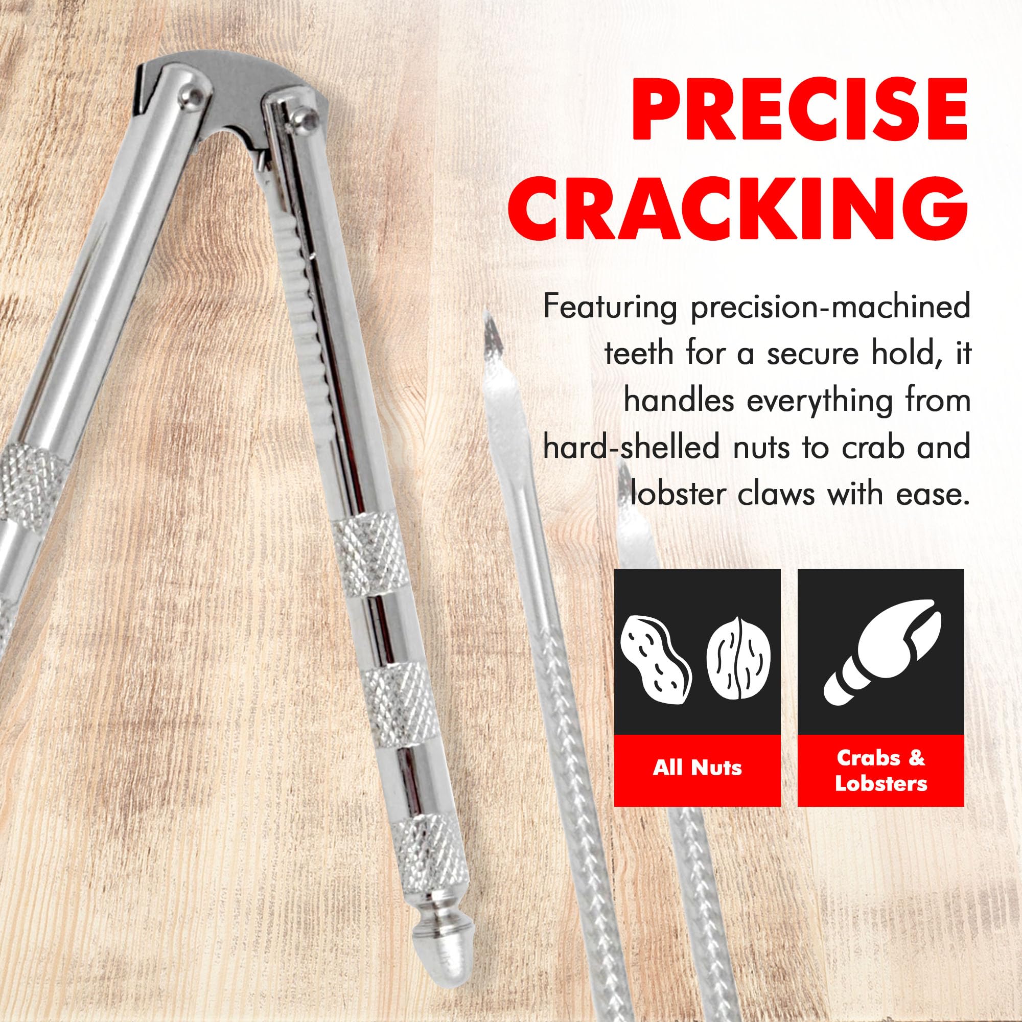 Chef Craft Classic Nut Cracker with Picks, 6.75 inch, Stainless Steel