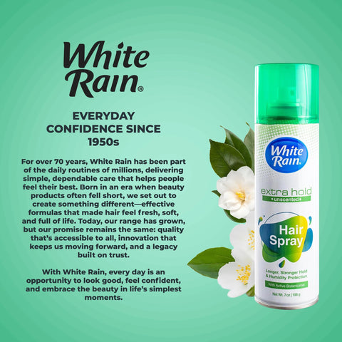 White Rain Hairspray Extra Hold Unscented, 7 oz (Pack of 6), Aerosol Hairspray for Women & Men, Humidity Resistant, Fragrance-Free, Non-Sticky, Finishing Hair Spray Extra Hold for All Hair Types