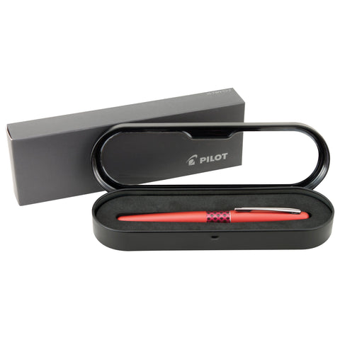 PILOT MR Retro Pop Collection Fountain Pen in Gift Box, Red Barrel with Wave Accent, Medium Point Stainless Steel Nib, Refillable Black Ink (91442)