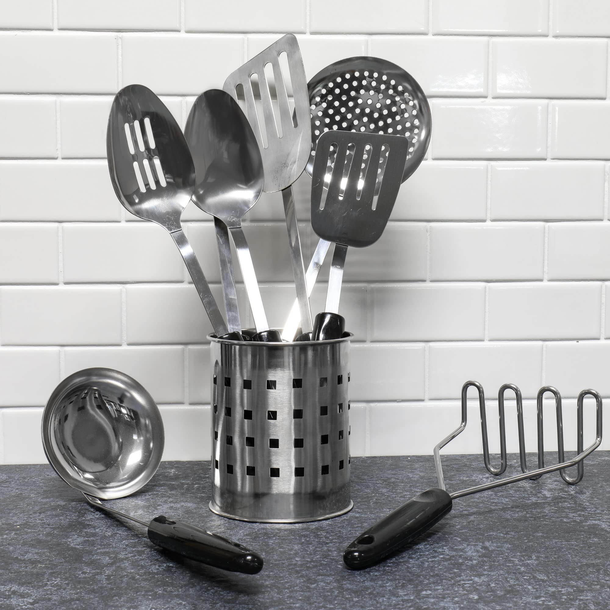 Chef Craft Basic Stainless Steel Turner/Spatula, 13.75 inch, Black