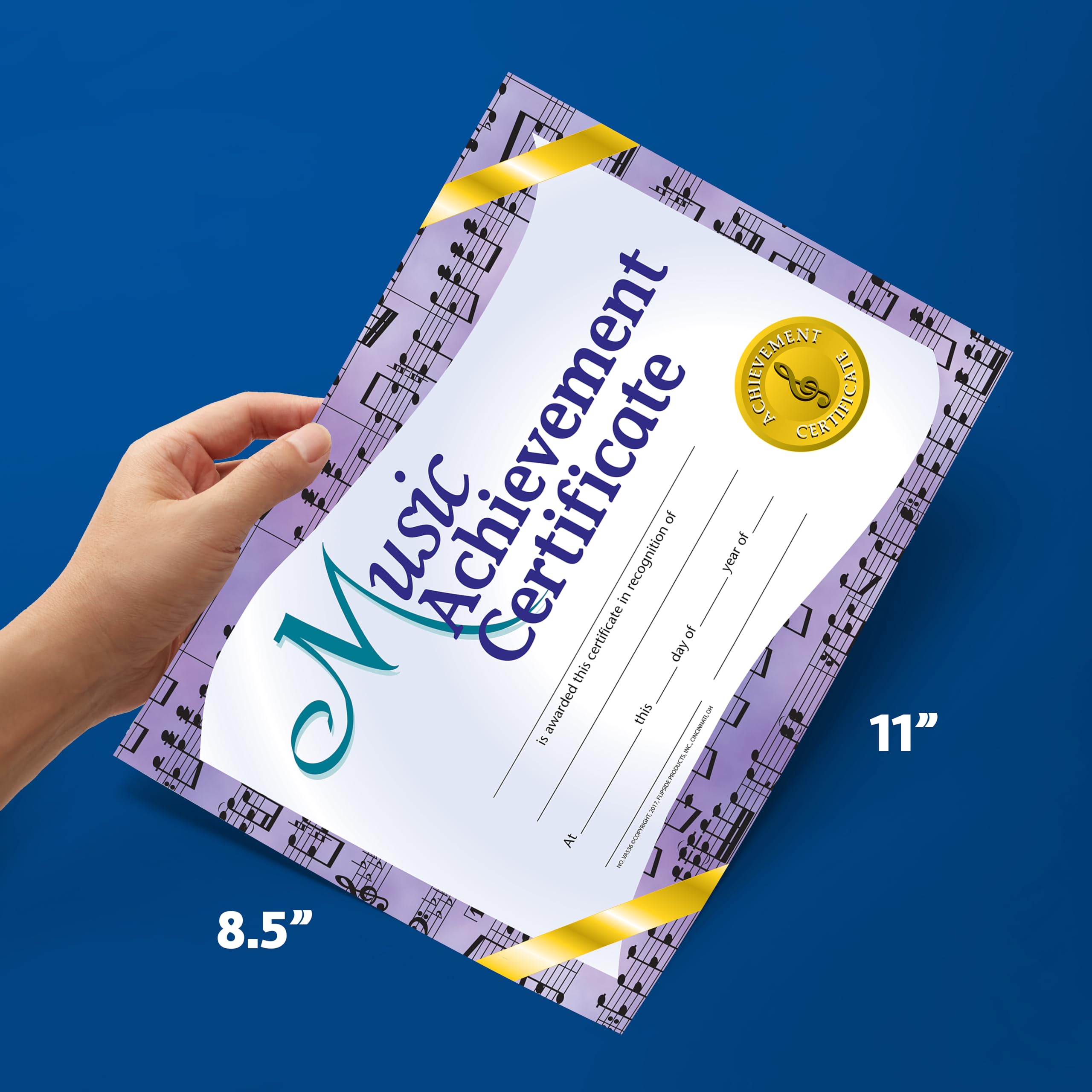 Hayes Music Achievement Certificate, Recognize Musical Excellence, Customizable Award for Students, Kids, and Children, Full-Color Purple and Gold Design, 8.5" x 11" - 30 Pack