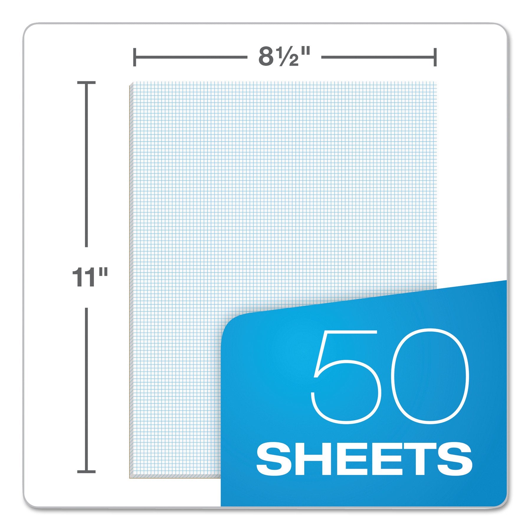 TOPS 33101 Quadrille Pads, 10 Squares/Inch, 8 1/2 x 11, White, 50 Sheets