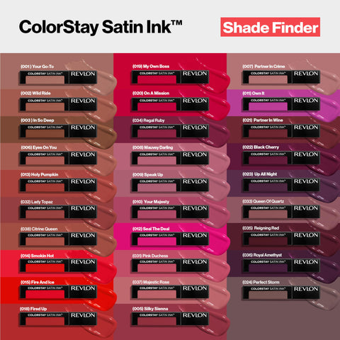 REVLON ColorStay Satin Ink Crown Jewels Liquid Lipstick, Longlasting & Waterproof Lipcolor, Moisturizing Creamy Formula Infused with Black Currant Seed Oil, 038 Citrine Queen, 0.17 fl oz.