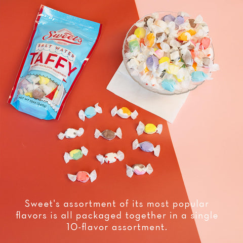 Sweet Candy Company Salt Water Taffy Individually Wrapped - Salt Water Taffy Candy Bulk, Old Fashioned Assorted Flavors, Soft and Chewy Candy Mix, Gluten Free Variety Pack - 24 oz Bag